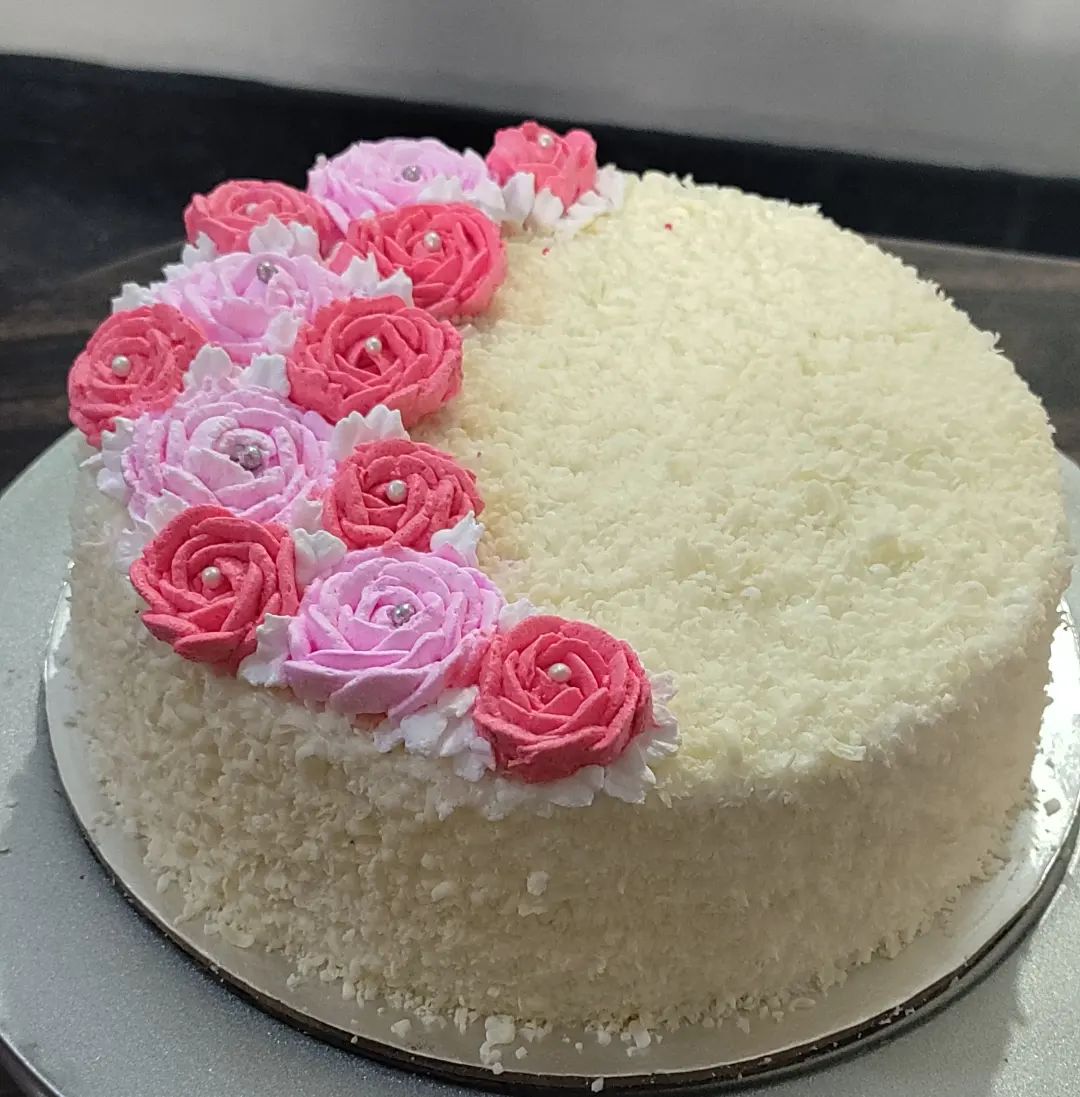 White Forest Flower Cake